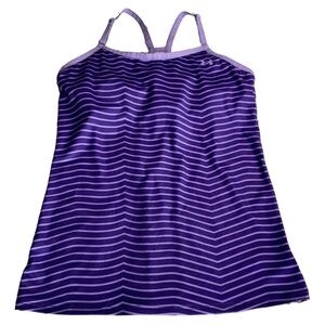 Under Armour Women’s Heat Gear Purple Stripes Tank Top/Built In Sports Bra Sz M